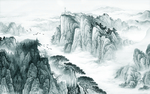 最新山水背景墙画 TIF分层
