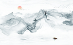 新中式山水背景墙画 TIF分层