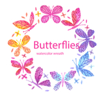 彩色蝴蝶花鸟昆虫图案素材矢量