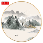新中式禅意山水圆形装饰画