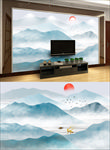 山水简约背景墙