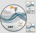 现代轻奢山水装饰画客厅挂画壁画