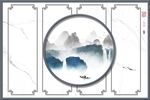 新中式抽象山水护墙板背景墙
