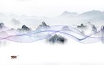 中国风新简约山水画 tif分层