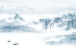 蓝色新山水高端画 tif分层