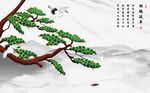 松鹤延年爵士白山水新中式背景墙