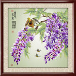 高清紫藤花正方型装饰画