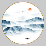 圆形山水画