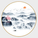 圆形山水画