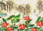 荷花背景墙