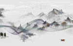 大气 客厅画山水画 tif分层