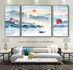 客厅装饰画新中式山水装饰画挂画