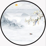 圆形山水画