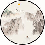 圆形山水画