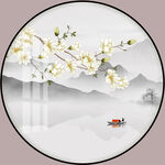 新中式玉兰花装饰画