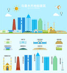 乌鲁木齐地标建筑剪影