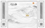 新中式大理石意境背景墙图片