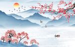 高档 山水画客厅画 tif分层