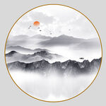 圆形山水画