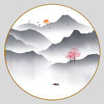 圆形山水画