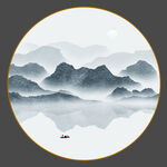 圆形山水画