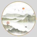 圆形山水画