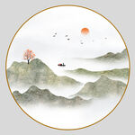 圆形山水画