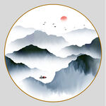 圆形山水画