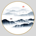 圆形山水画