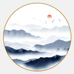 圆形山水画