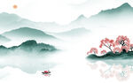 中国风简约高清山水 TIF分层