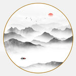 圆形山水画