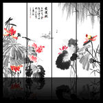 荷花国画