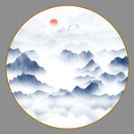 圆形山水画