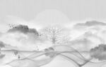 简约新爆款山水画 文件分层画