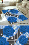 浪漫蓝色玫瑰地毯图案设计