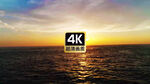 唯美风景夕阳停留在大海边际线上