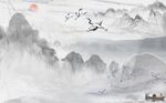 水墨山水背景墙