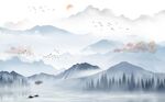 新中式山水背景墙