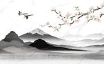 水墨山水爵士白背景墙