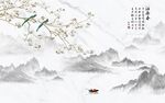 兰花花鸟新中式背景墙