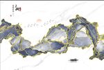 抽象金箔烟雾爵士白山水背景墙