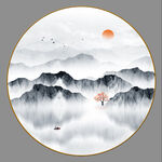 圆形山水画
