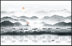 荷花山水画