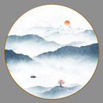 圆形山水画