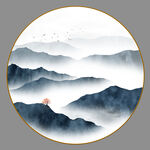 圆形山水画