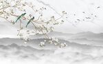 花鸟山水水墨新中式背景墙