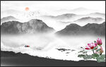 荷花山水画