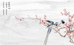 鸟语花香梅花新中式背景墙