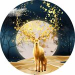 福禄双全 麋鹿 月光